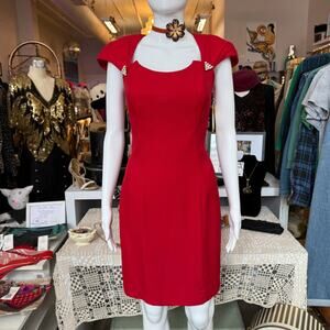 Vintage Red Cocktail Mini Dress